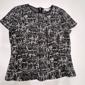 Liz Claiborne dress Shirt - tweet with leather trim Large Size black and white 8